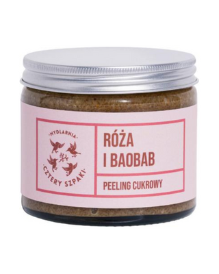 Regenerační peeling z růží a baobabu s třtinovým cukrem stimulující krevní oběh Mydlarnia Cztery Szpaki - 1