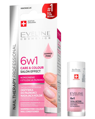 Koncentrovaný kondicionér na nehty 6v1 dodávající barvu, Shimmer Pink Eveline - 1