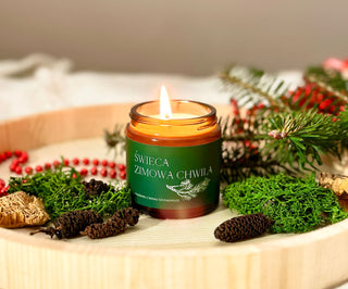 Veganská řepková svíčka Winter Moment s vůní borovice, cedru a ambry 120 ml MgLife - 2