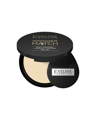 Matowy puder prasowany Wonder Match z filtrem ochronnym SPF 30 nr 01 light beige Eveline